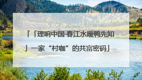 「理响中国·春江水暖鸭先知」一家“村咖”的共富密码