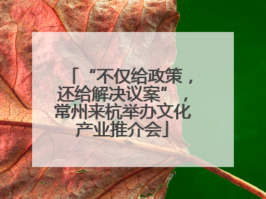 “不仅给政策，还给解决议案”，常州来杭举办文化产业推介会