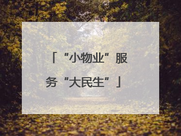 “小物业”服务“大民生”