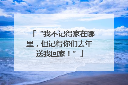 “我不记得家在哪里，但记得你们去年送我回家！”