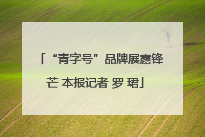 “青字号”品牌展露锋芒 本报记者 罗 珺