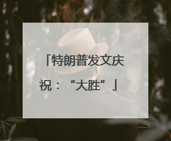 特朗普发文庆祝：“大胜”
