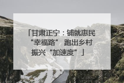 甘肃正宁：铺就惠民“幸福路” 跑出乡村振兴“加速度”