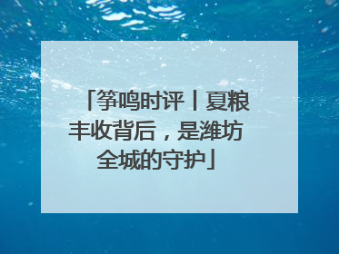 筝鸣时评丨夏粮丰收背后，是潍坊全城的守护