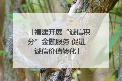 福建开展“诚信积分”金融服务 促进诚信价值转化