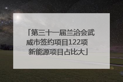 第三十一届兰洽会武威市签约项目122项 新能源项目占比大