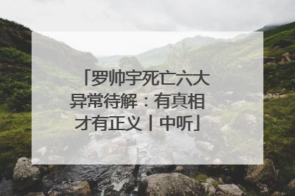 罗帅宇死亡六大异常待解：有真相才有正义丨中听