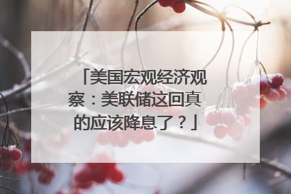美国宏观经济观察：美联储这回真的应该降息了？