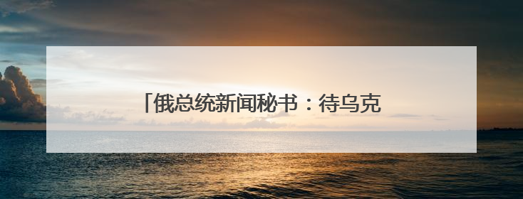 俄总统新闻秘书：待乌克兰回应备忘录草案 俄美乌领导人近期会晤可能性小