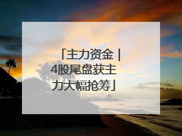 主力资金｜4股尾盘获主力大幅抢筹