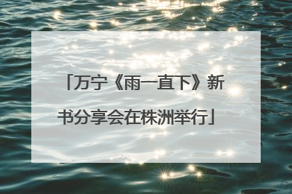 万宁《雨一直下》新书分享会在株洲举行