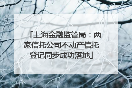 上海金融监管局：两家信托公司不动产信托登记同步成功落地