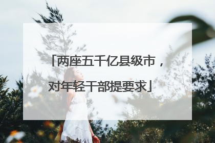 两座五千亿县级市，对年轻干部提要求