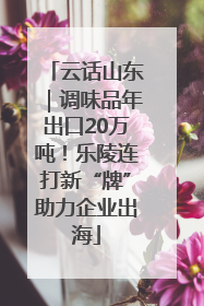 云话山东｜调味品年出口20万吨！乐陵连打新“牌”助力企业出海