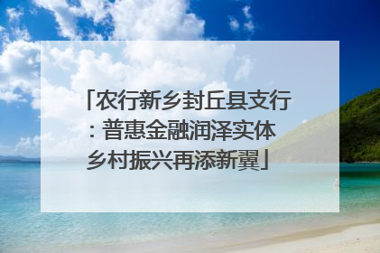 农行新乡封丘县支行：普惠金融润泽实体 乡村振兴再添新翼