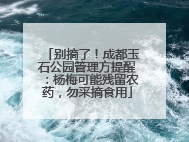别摘了！成都玉石公园管理方提醒：杨梅可能残留农药，勿采摘食用