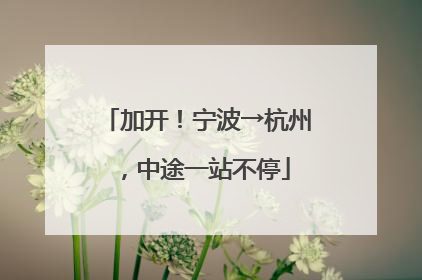 加开！宁波→杭州，中途一站不停