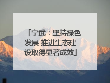 宁武：坚持绿色发展 推进生态建设取得显著成效