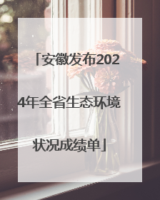 安徽发布2024年全省生态环境状况成绩单