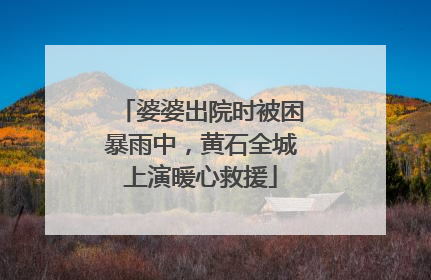 婆婆出院时被困暴雨中，黄石全城上演暖心救援