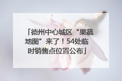 德州中心城区“果蔬地图”来了！54处临时销售点位置公布