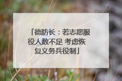 德防长：若志愿服役人数不足 考虑恢复义务兵役制
