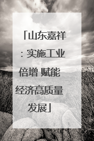 山东嘉祥：实施工业倍增 赋能经济高质量发展