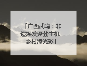 广西武鸣：非遗焕发蓬勃生机 乡村添光彩