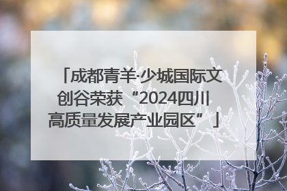 成都青羊·少城国际文创谷荣获“2024四川高质量发展产业园区”