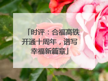时评：合福高铁开通十周年，谱写幸福新篇章
