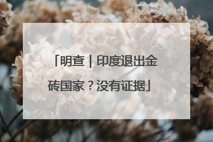 明查｜印度退出金砖国家？没有证据