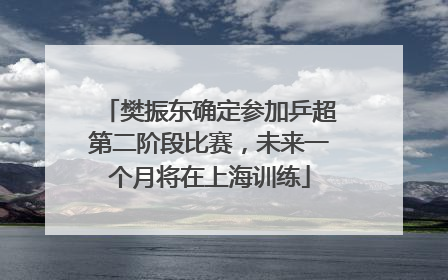樊振东确定参加乒超第二阶段比赛，未来一个月将在上海训练