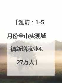 潍坊：1-5月份全市实现城镇新增就业4.27万人