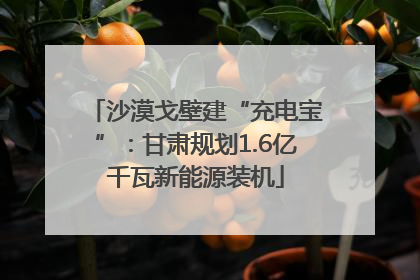 沙漠戈壁建“充电宝”：甘肃规划1.6亿千瓦新能源装机