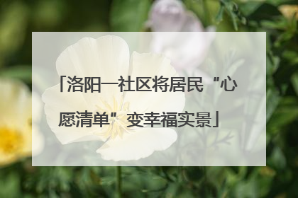 洛阳一社区将居民“心愿清单”变幸福实景