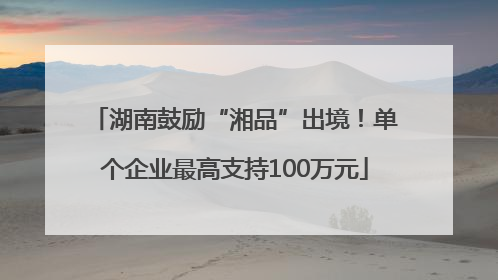 湖南鼓励“湘品”出境！单个企业最高支持100万元