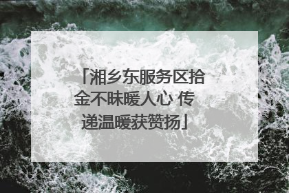 湘乡东服务区拾金不昧暖人心 传递温暖获赞扬