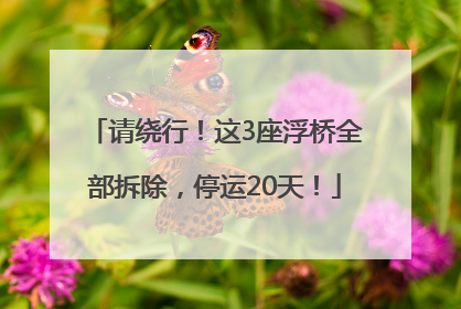 请绕行！这3座浮桥全部拆除，停运20天！
