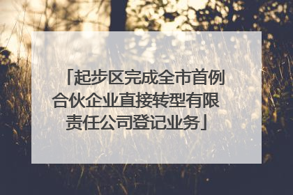 起步区完成全市首例合伙企业直接转型有限责任公司登记业务