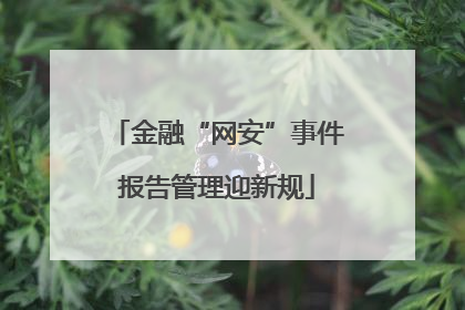 金融“网安”事件报告管理迎新规