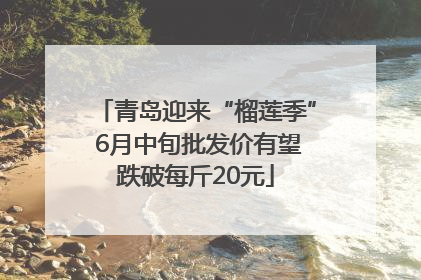 青岛迎来“榴莲季” 6月中旬批发价有望跌破每斤20元