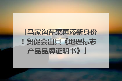 马家沟芹菜再添新身份！贸促会出具《地理标志产品品牌证明书》