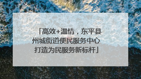 高效+温情，东平县州城街道便民服务中心打造为民服务新标杆